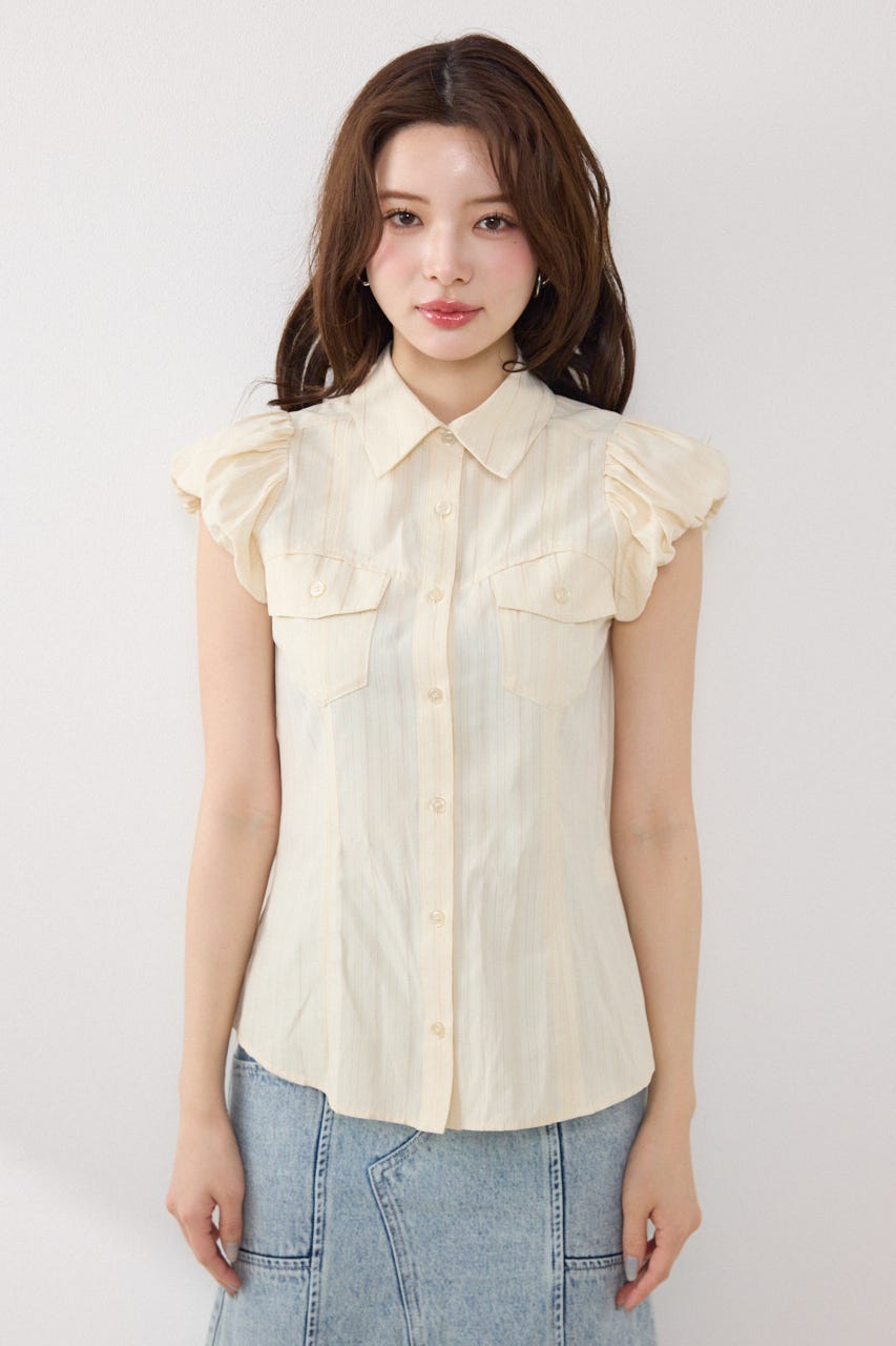 バルーンスリーブポケットブラウス YEL FREE