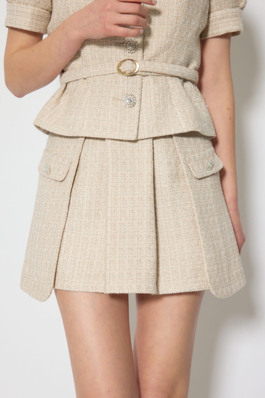 サイドラップツイードスコートショートパンツ BEG M