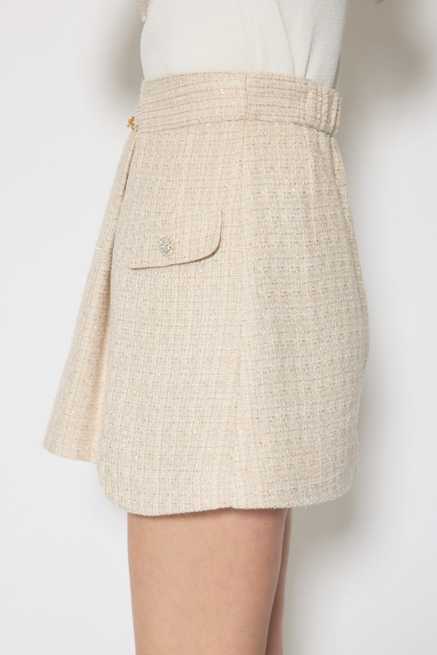 サイドラップツイードスコートショートパンツ BEG M