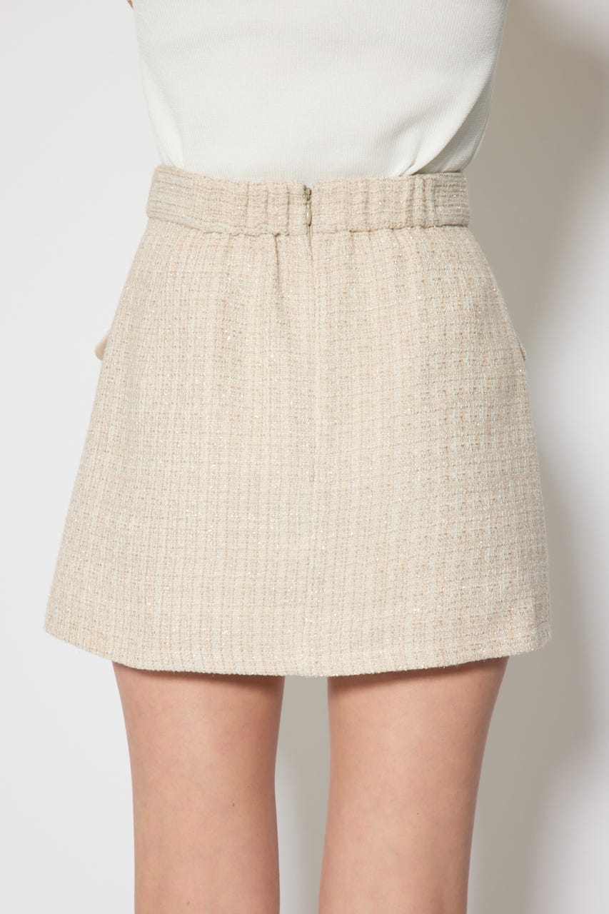 サイドラップツイードスコートショートパンツ BEG M