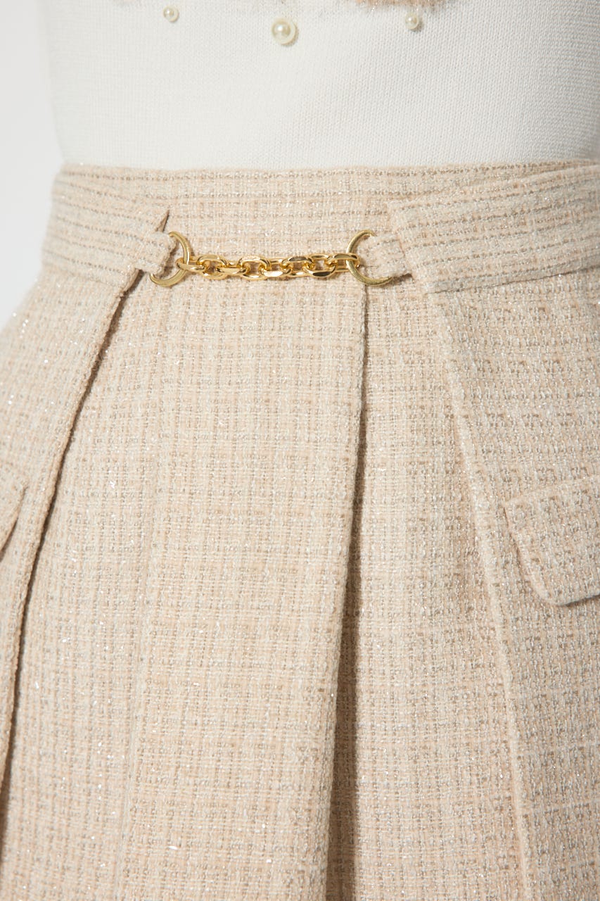 サイドラップツイードスコートショートパンツ BEG M