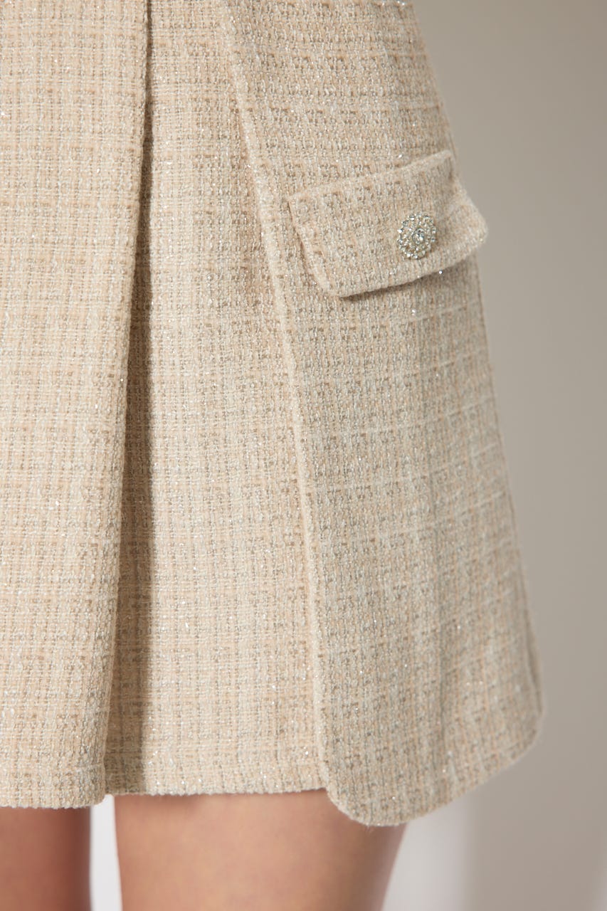 【森香澄さん着用】サイドラップツイードスコートショートパンツ BEG M