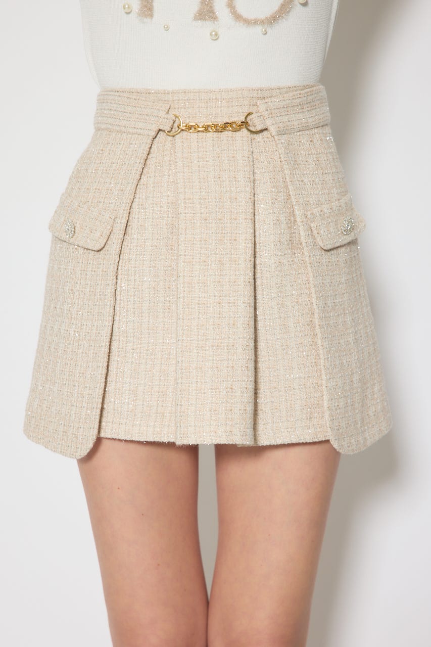 サイドラップツイードスコートショートパンツ BEG M