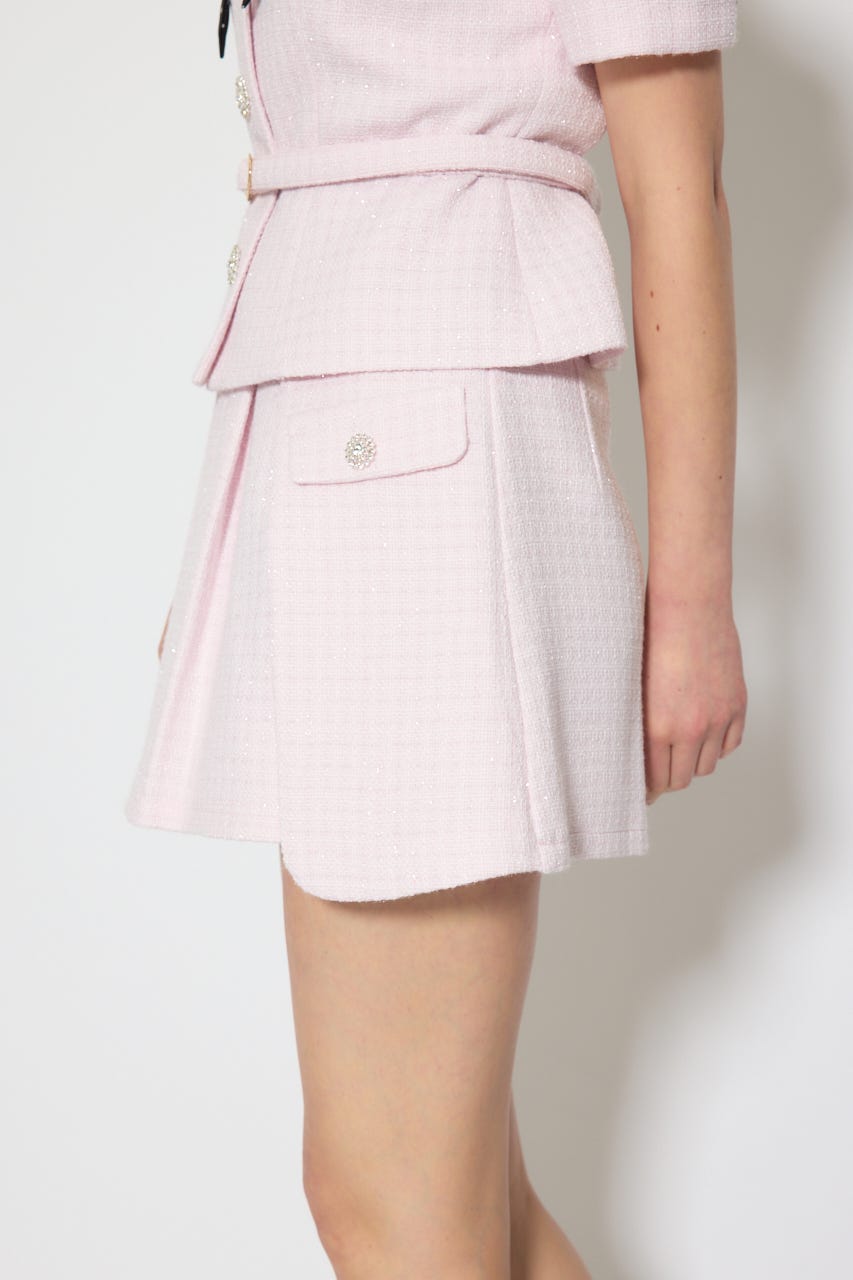 サイドラップツイードスコートショートパンツ PNK S
