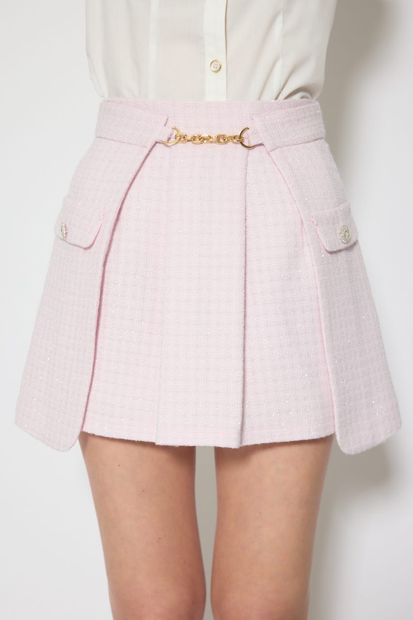 サイドラップツイードスコートショートパンツ PNK S