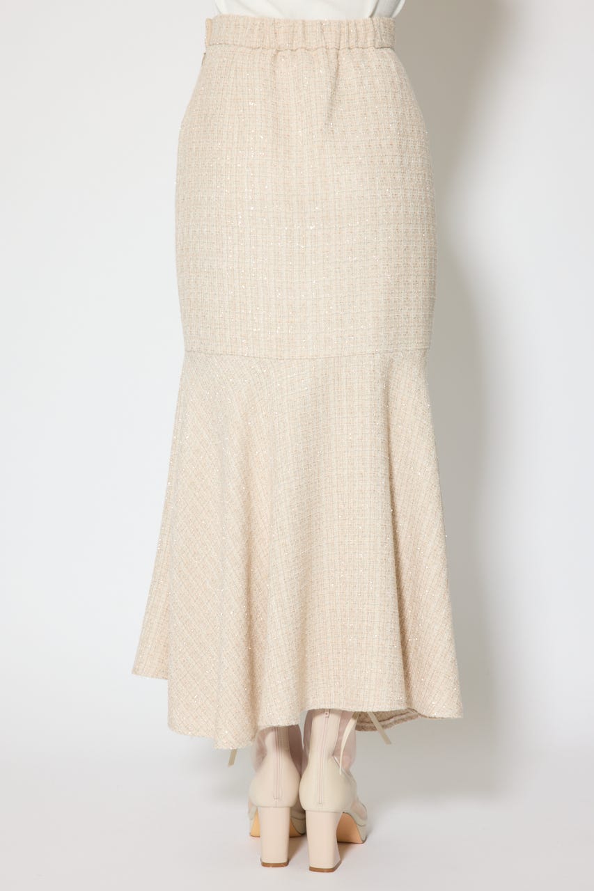 ラップスリットツイードマーメイドスカート BEG M