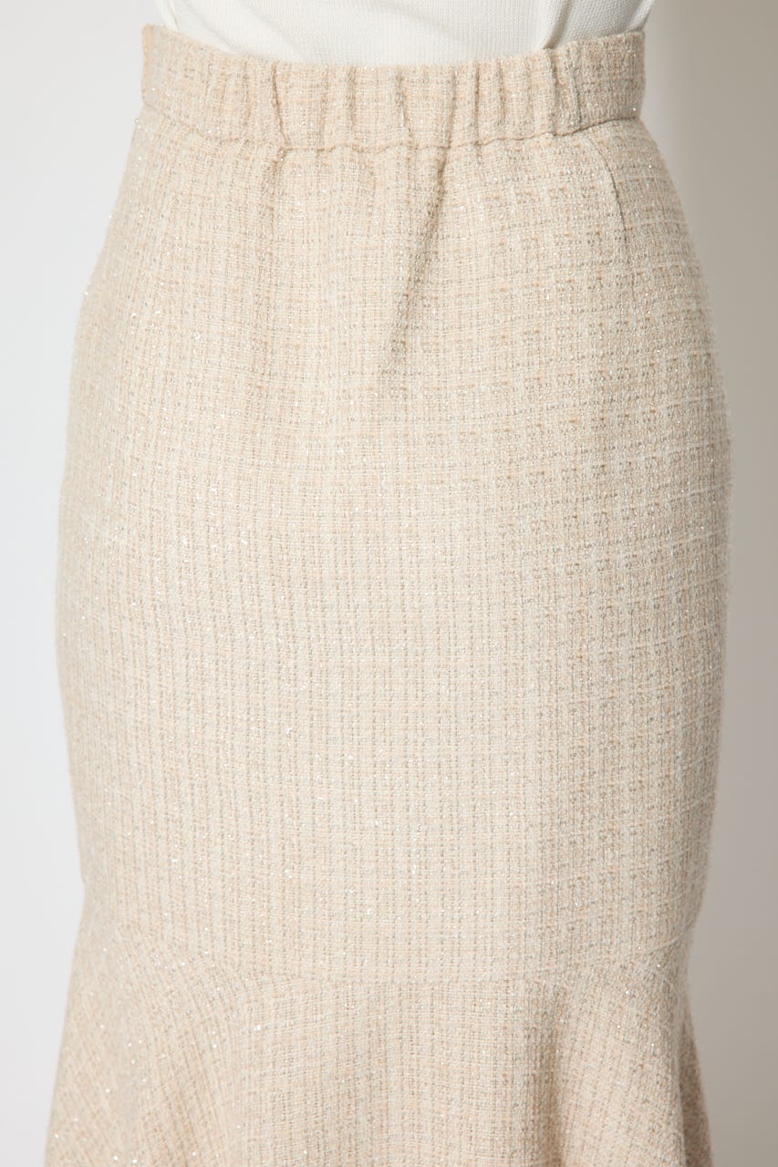 ラップスリットツイードマーメイドスカート BEG M
