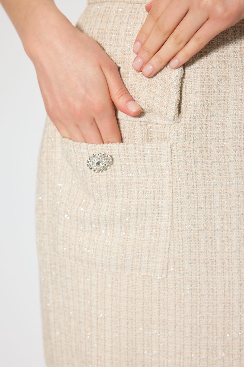 ラップスリットツイードマーメイドスカート BEG M