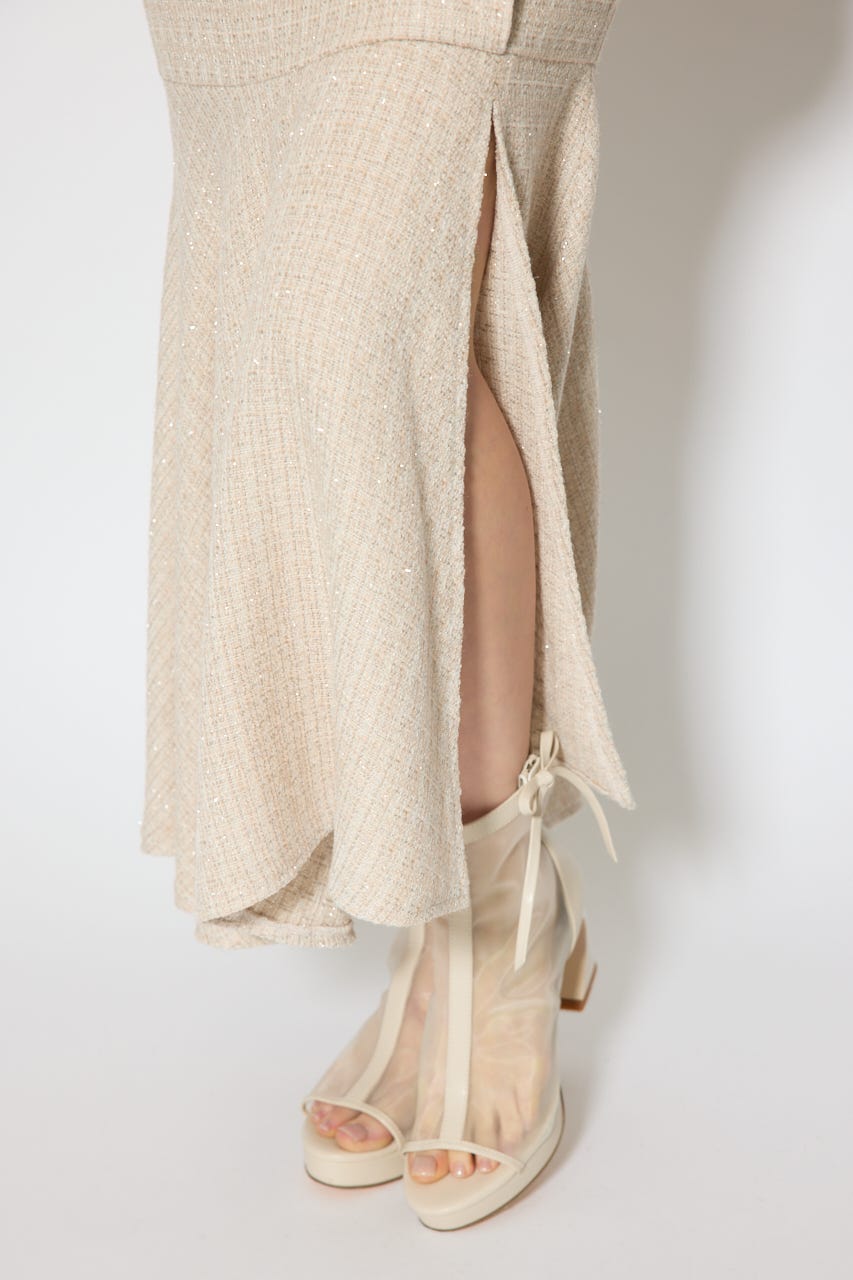 ラップスリットツイードマーメイドスカート BEG M
