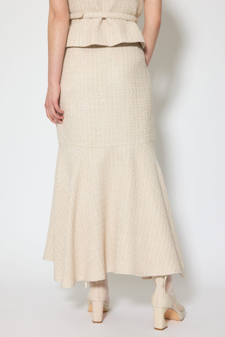 ラップスリットツイードマーメイドスカート BEG M