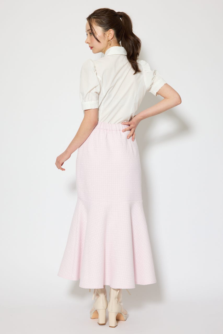 ラップスリットツイードマーメイドスカート PNK M