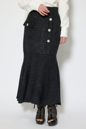 ラップスリットツイードマーメイドスカート