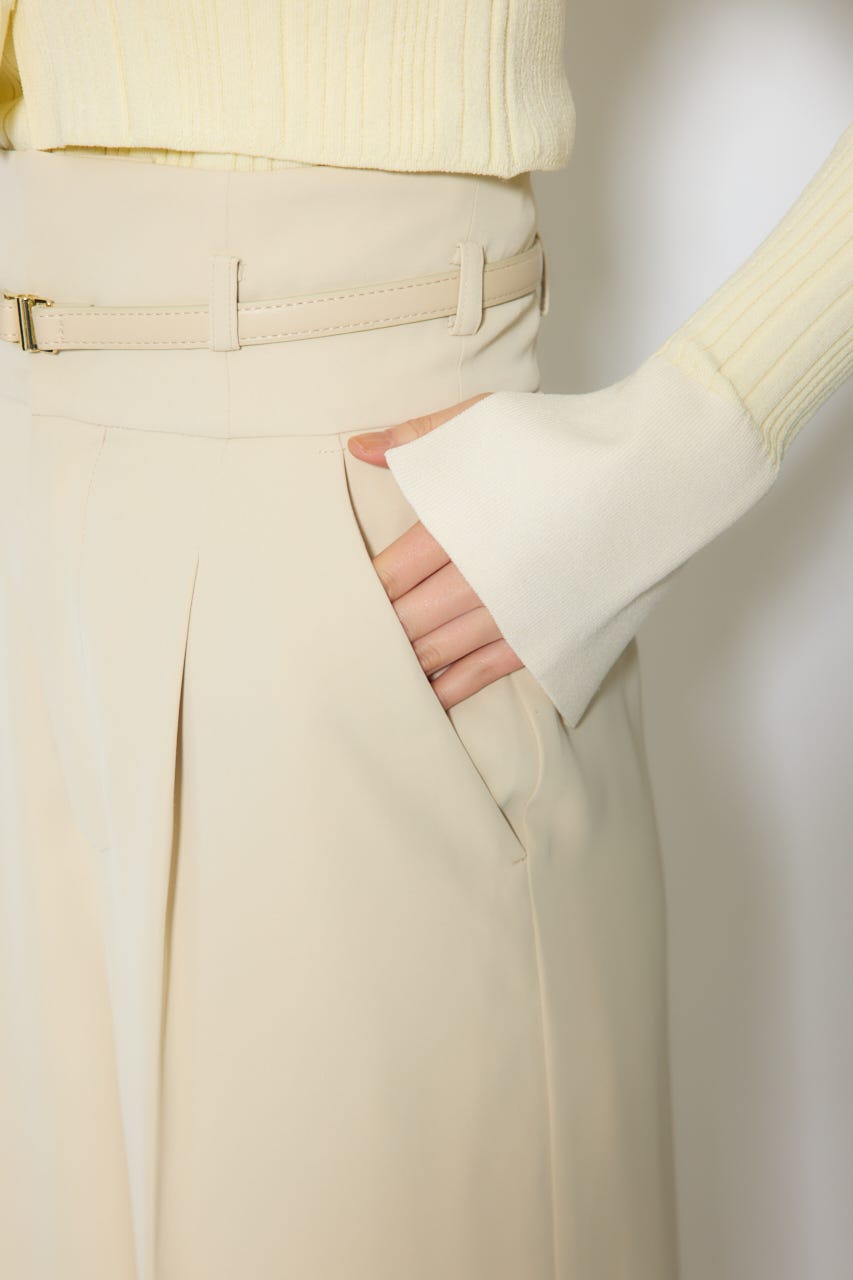 【1/25(日)23:59までSS先行予約会対象アイテム】ベルトポイントハイウエストワイドパンツ BEG M