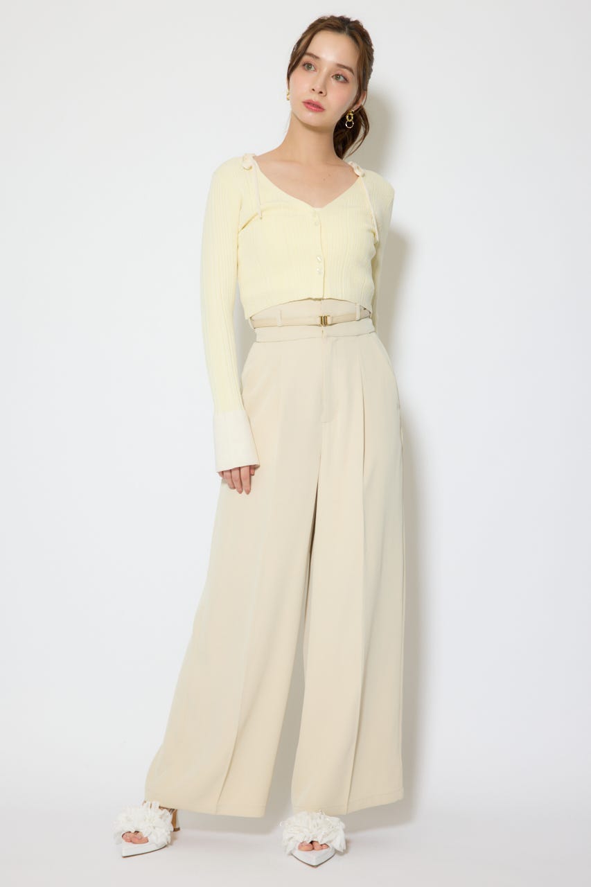 【1/25(日)23:59までSS先行予約会対象アイテム】ベルトポイントハイウエストワイドパンツ BEG M