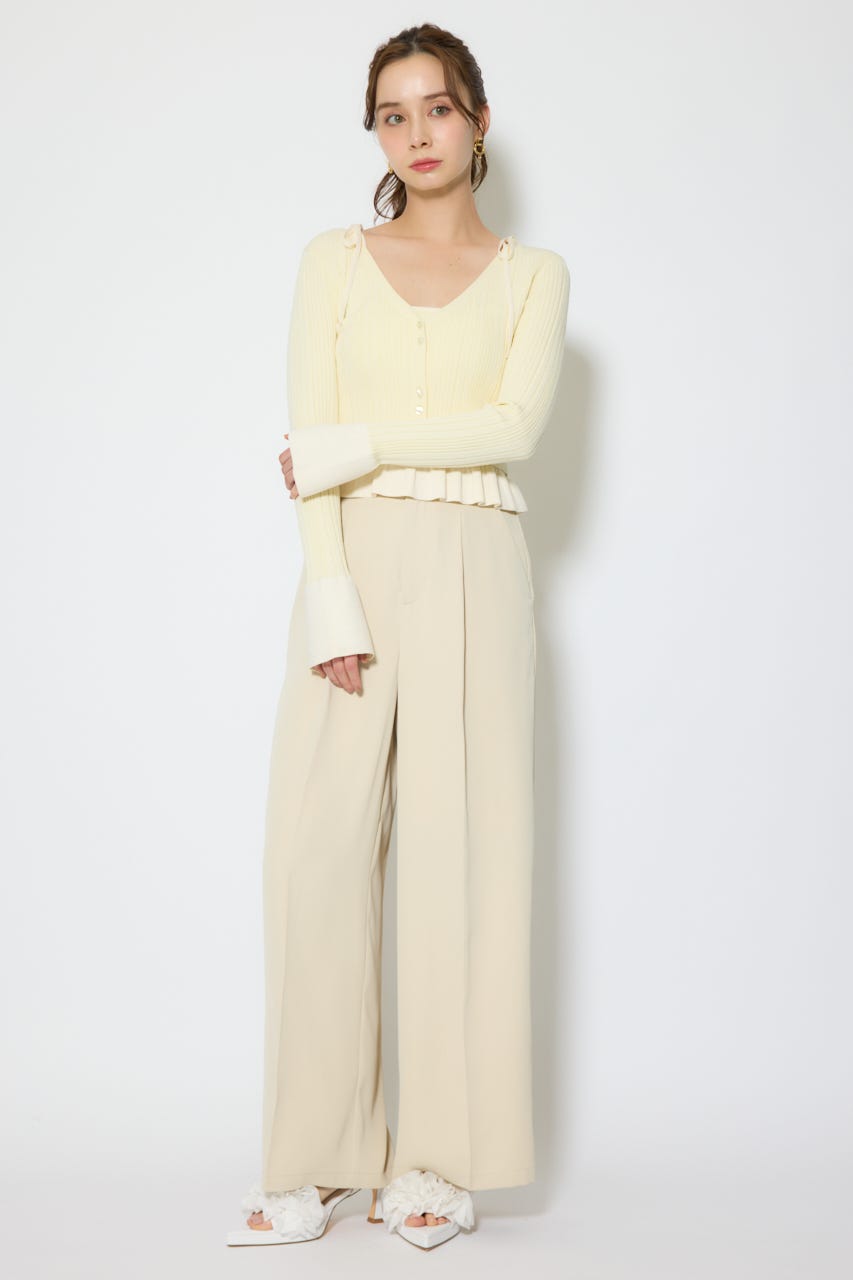 【1/25(日)23:59までSS先行予約会対象アイテム】ベルトポイントハイウエストワイドパンツ BEG M