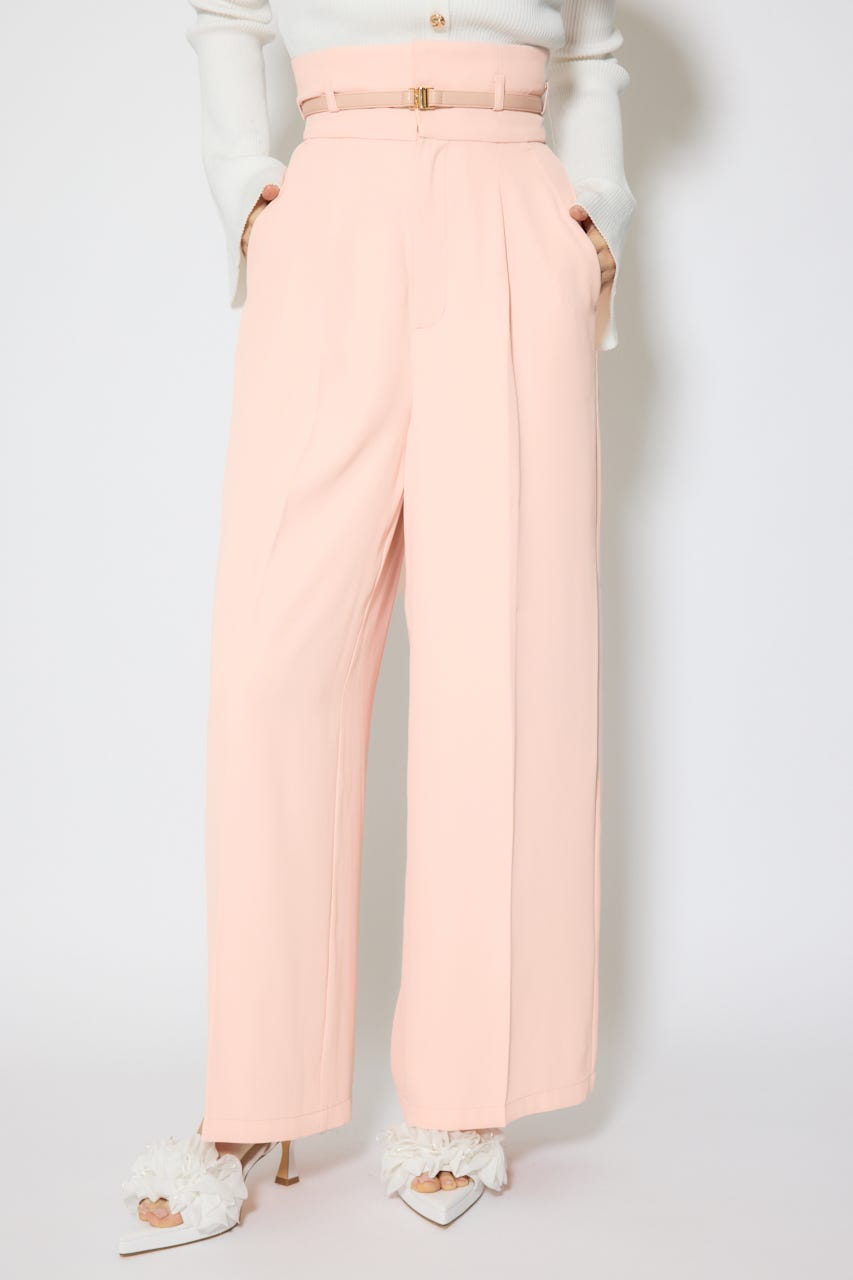 【1/25(日)23:59までSS先行予約会対象アイテム】ベルトポイントハイウエストワイドパンツ L/PNK S