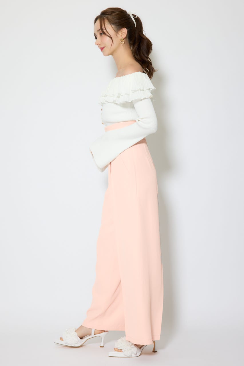 【1/25(日)23:59までSS先行予約会対象アイテム】ベルトポイントハイウエストワイドパンツ L/PNK S