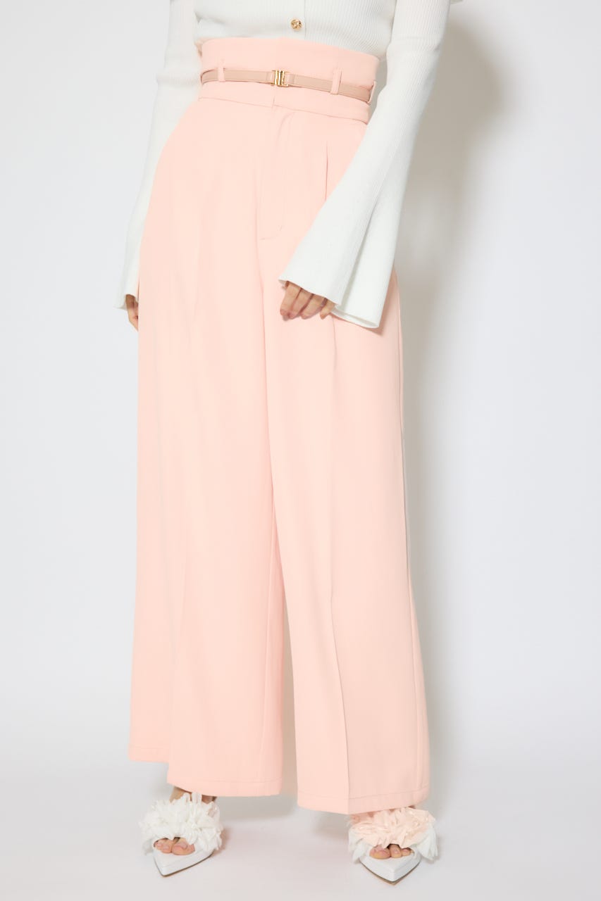 【1/25(日)23:59までSS先行予約会対象アイテム】ベルトポイントハイウエストワイドパンツ L/PNK S
