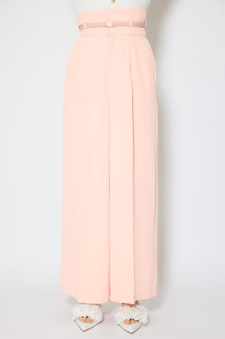 【1/25(日)23:59までSS先行予約会対象アイテム】ベルトポイントハイウエストワイドパンツ L/PNK S