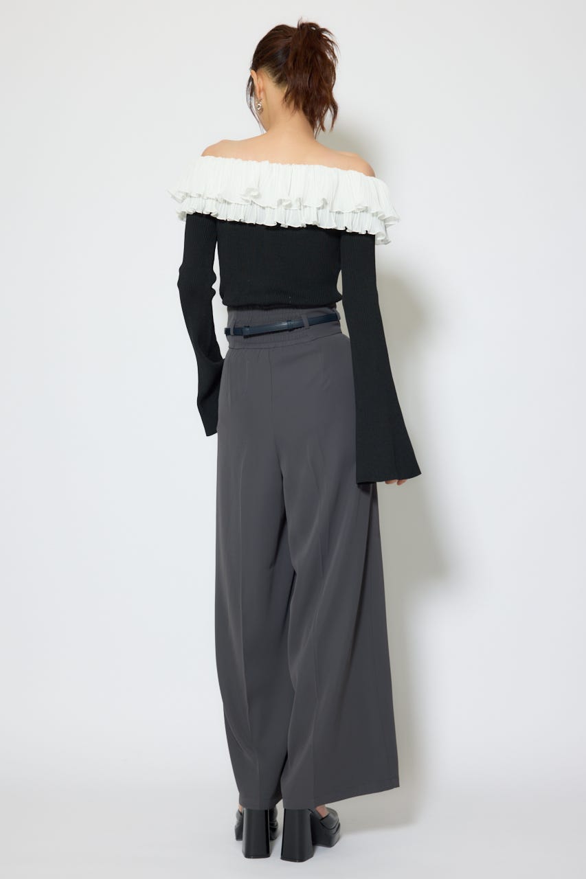 【1/25(日)23:59までSS先行予約会対象アイテム】ベルトポイントハイウエストワイドパンツ T.GRY S