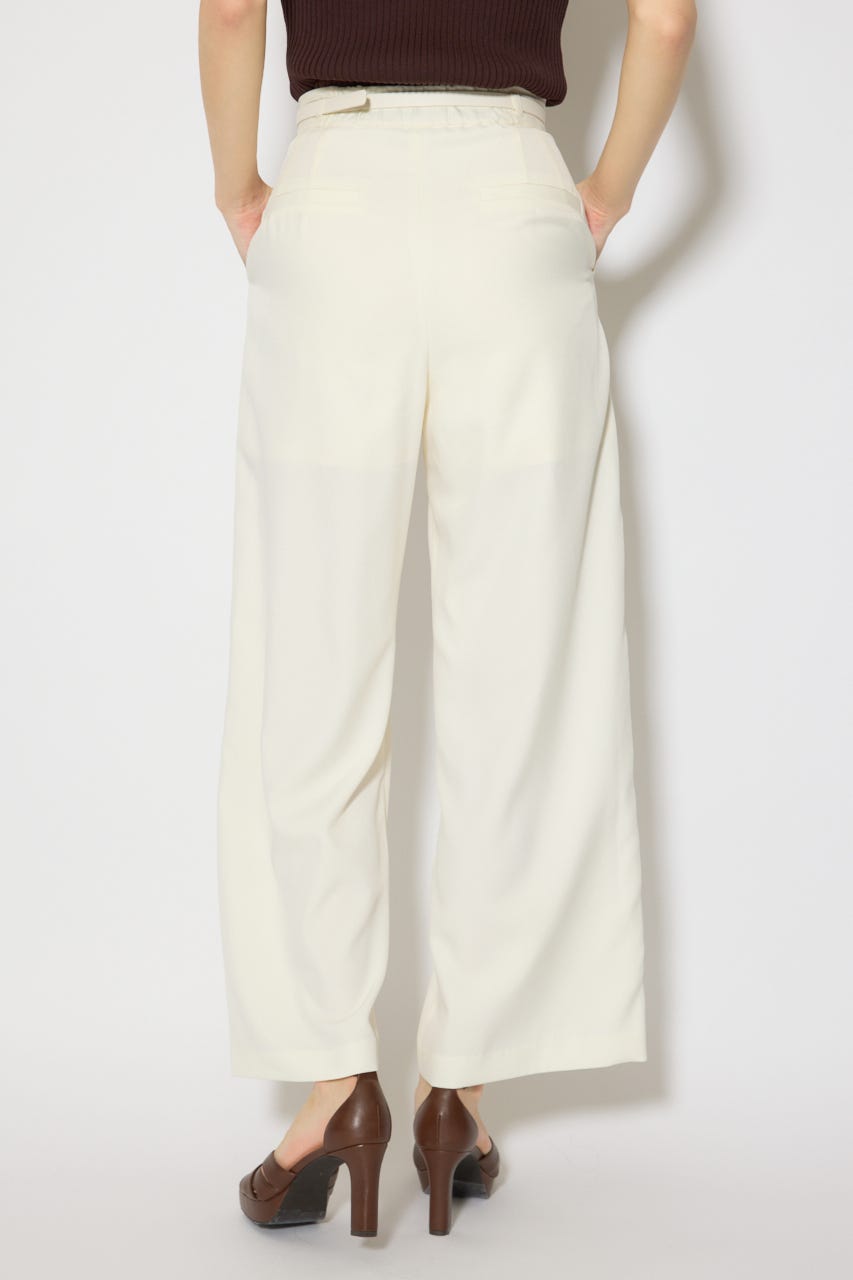 ベルト付き美ラインジャストウエストパンツ WHT M