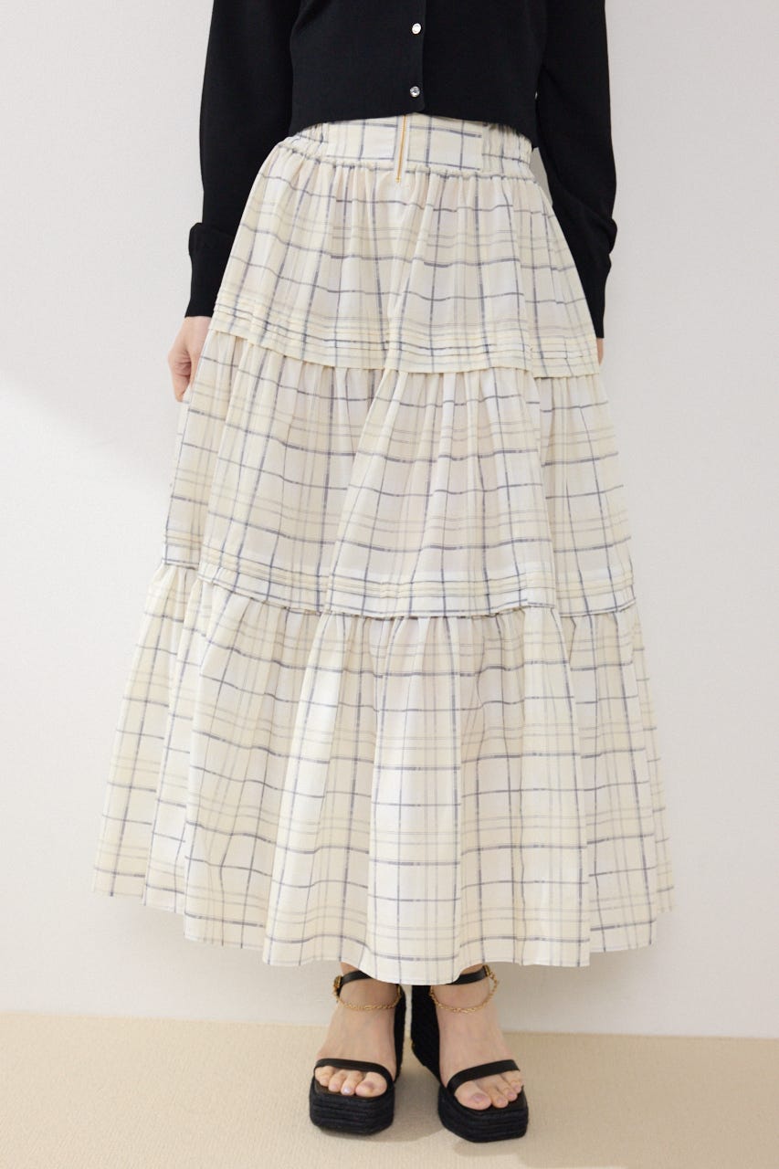 ウエストシャーリングタックデザインフレアスカート 柄YEL FREE