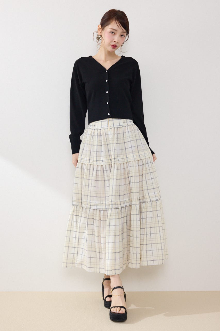 ウエストシャーリングタックデザインフレアスカート 柄YEL FREE