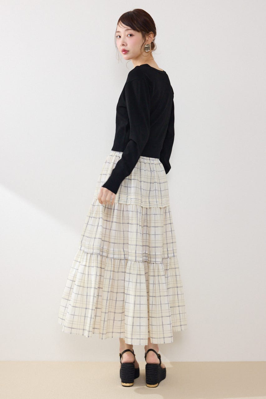 ウエストシャーリングタックデザインフレアスカート 柄YEL FREE