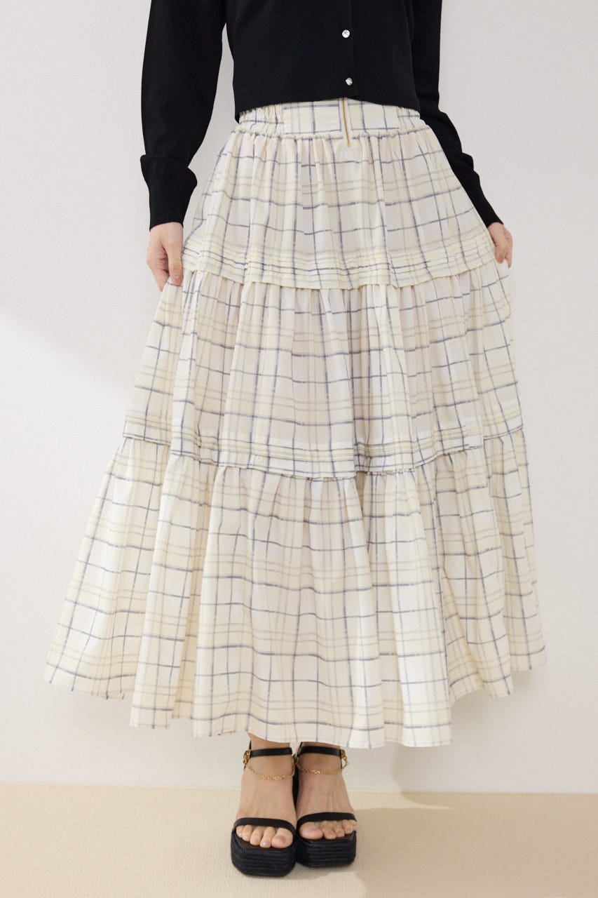 ウエストシャーリングタックデザインフレアスカート 柄YEL FREE