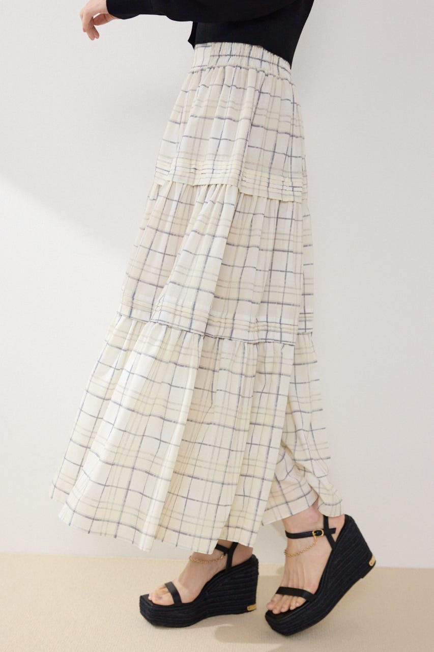 ウエストシャーリングタックデザインフレアスカート 柄YEL FREE