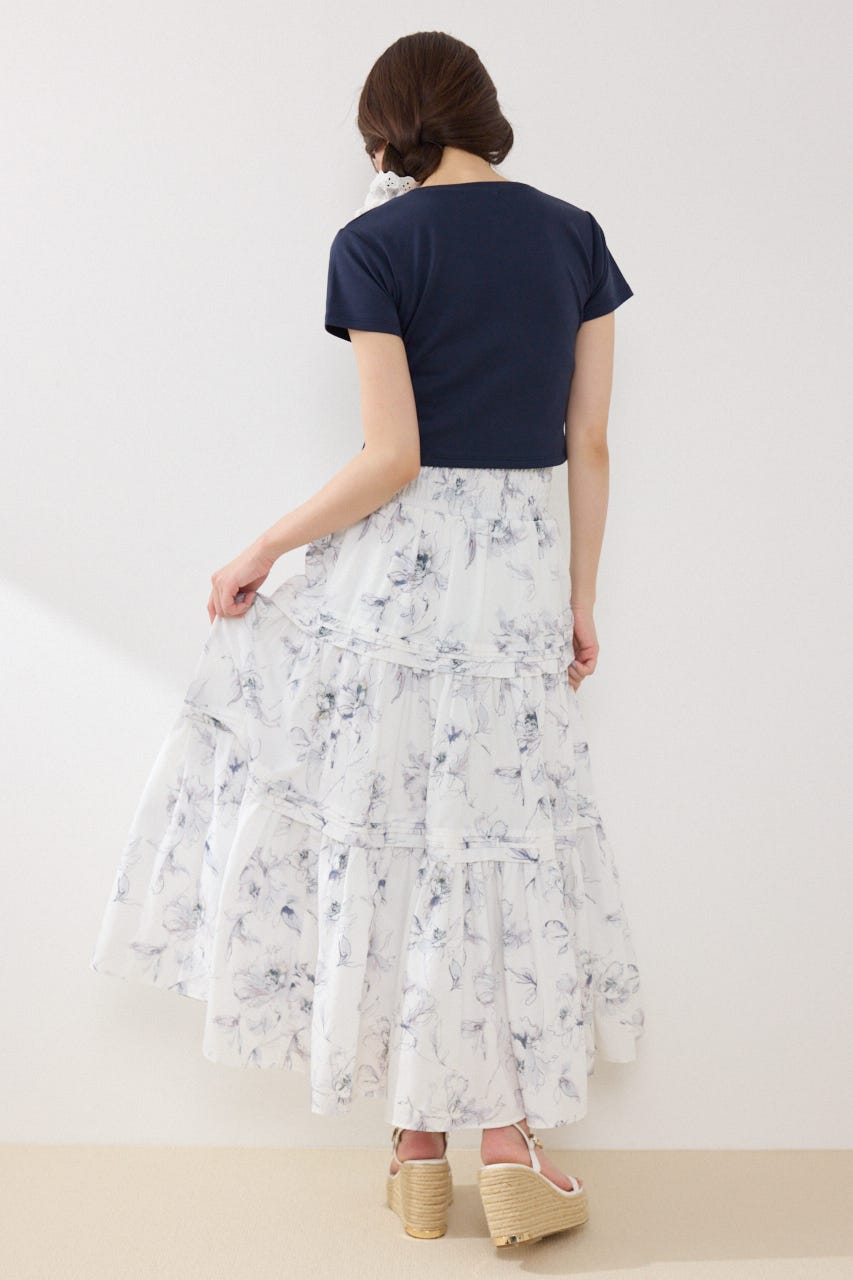 ウエストシャーリングタックデザインフレアスカート Multi_1 FREE