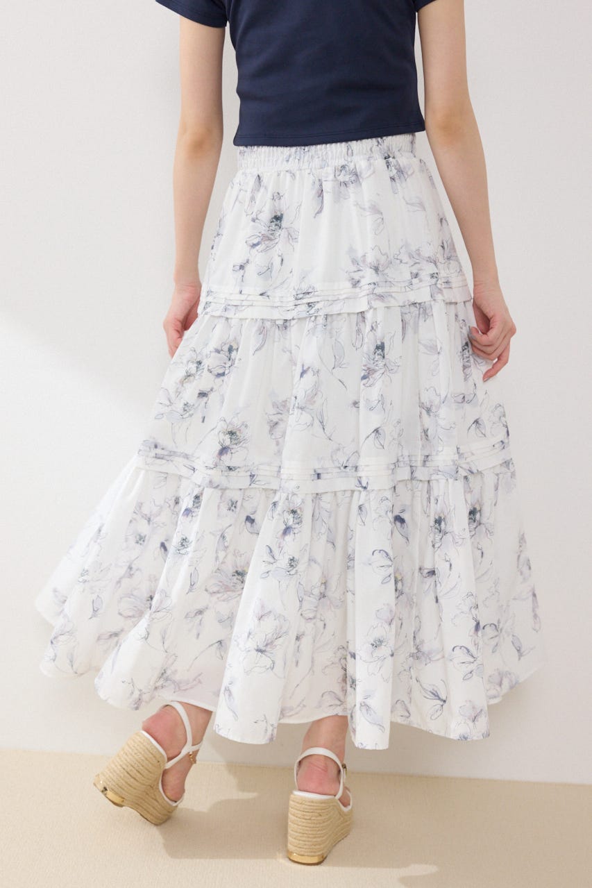 ウエストシャーリングタックデザインフレアスカート Multi_1 FREE