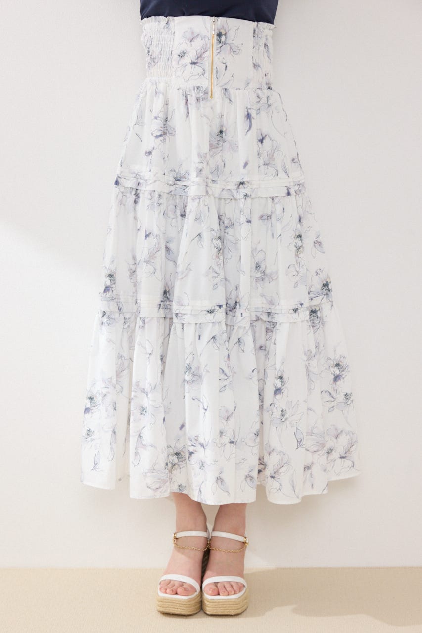 ウエストシャーリングタックデザインフレアスカート Multi_1 FREE