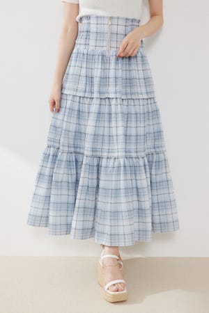 ウエストシャーリングタックデザインフレアスカート