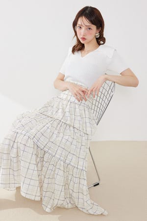 ウエストシャーリングタックデザインフレアスカート