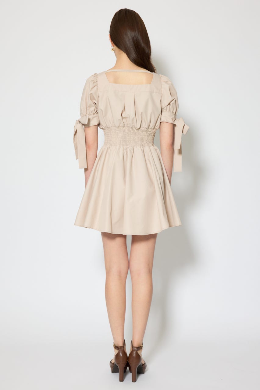 リボンスリーブフレアミニワンピース BEG M