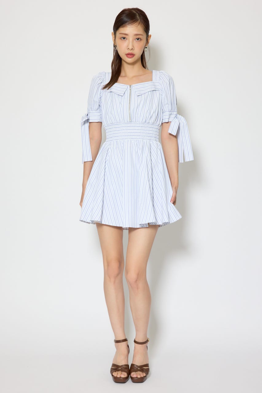 リボンスリーブフレアミニワンピース Multi_1 S