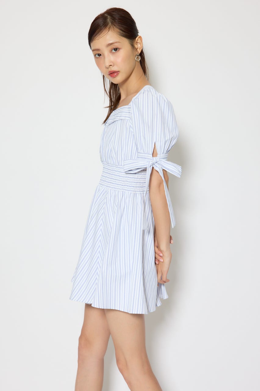 リボンスリーブフレアミニワンピース Multi_1 S