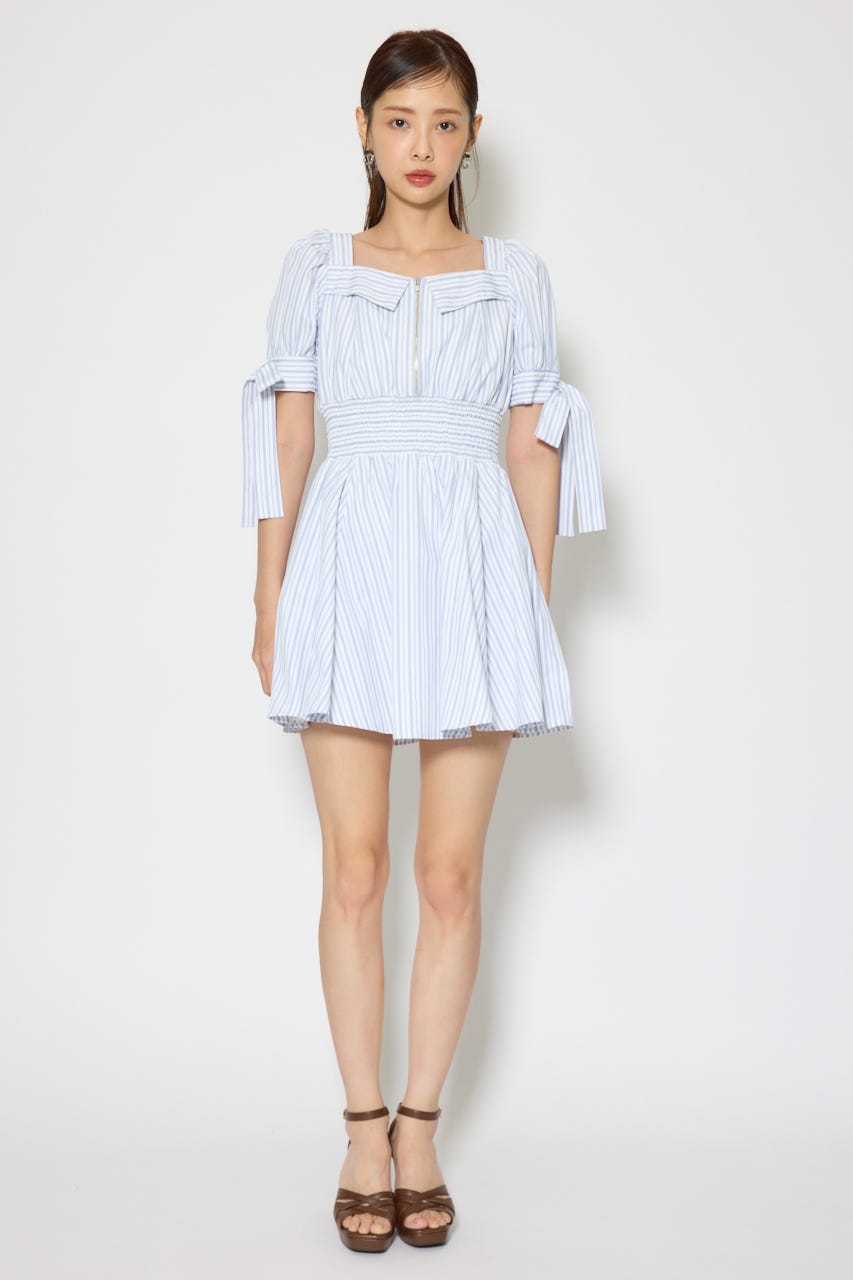 リボンスリーブフレアミニワンピース Multi_1 S