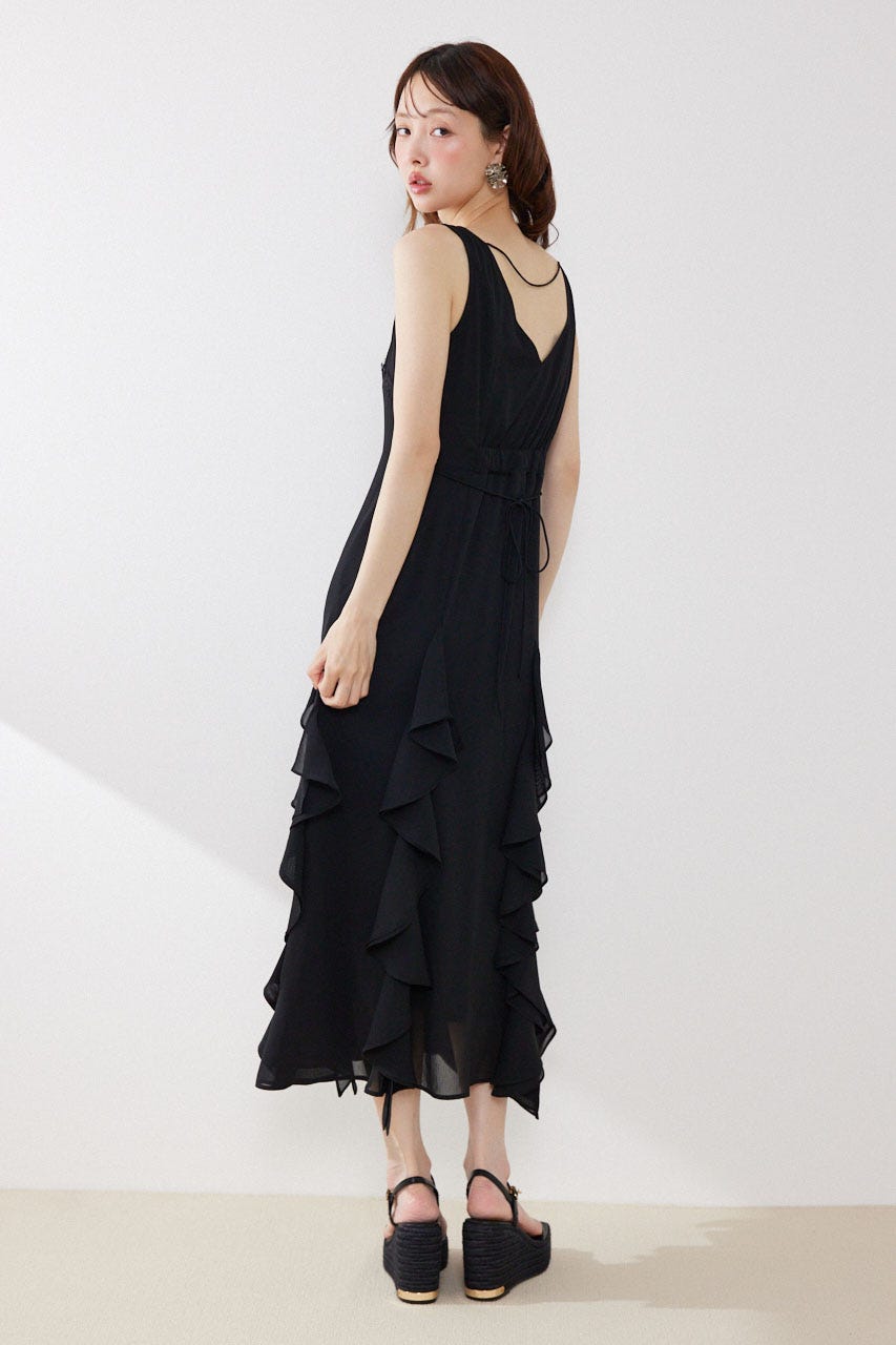 レースコンビフリルAラインワンピース BLK S