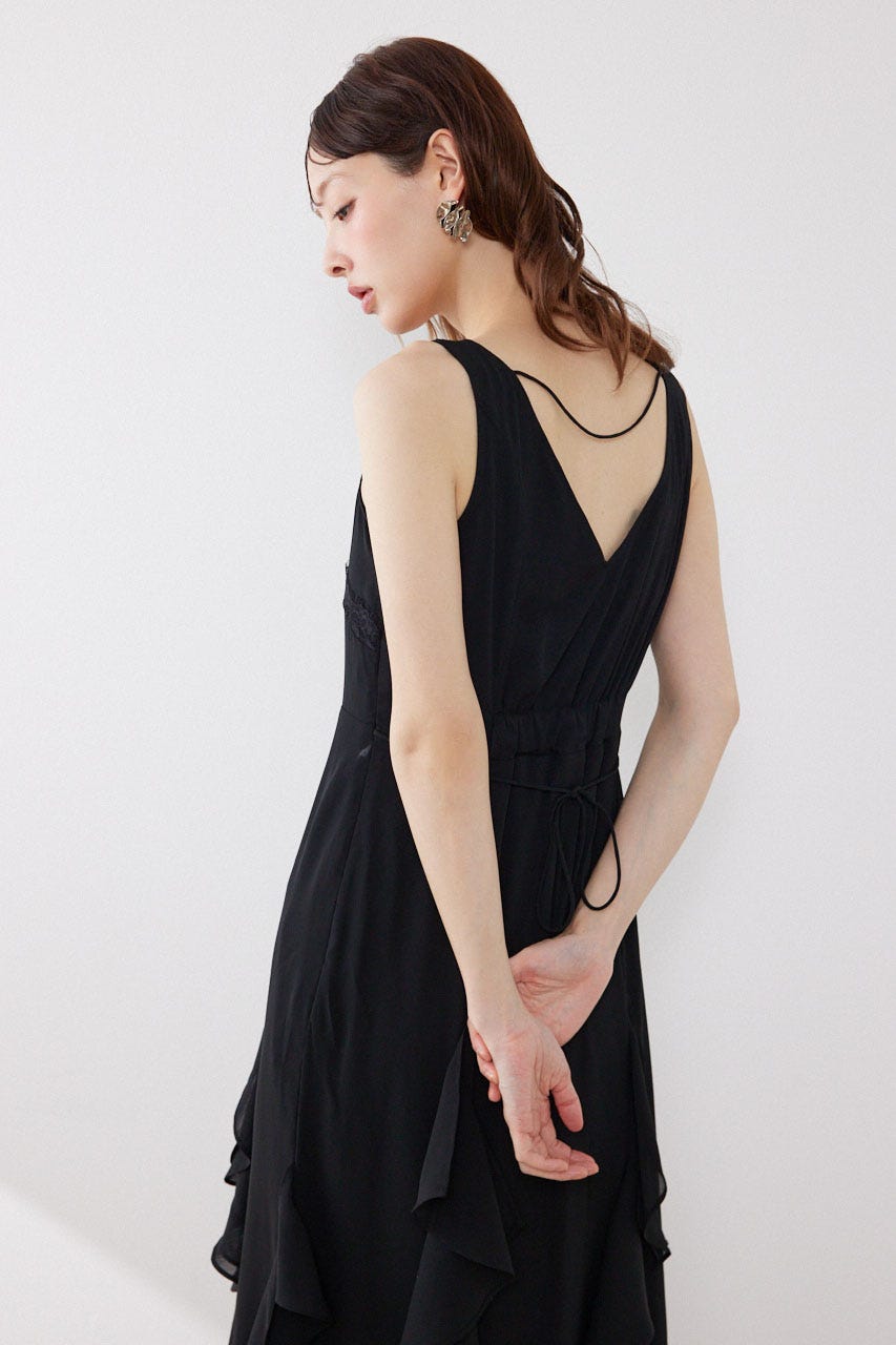レースコンビフリルAラインワンピース BLK S