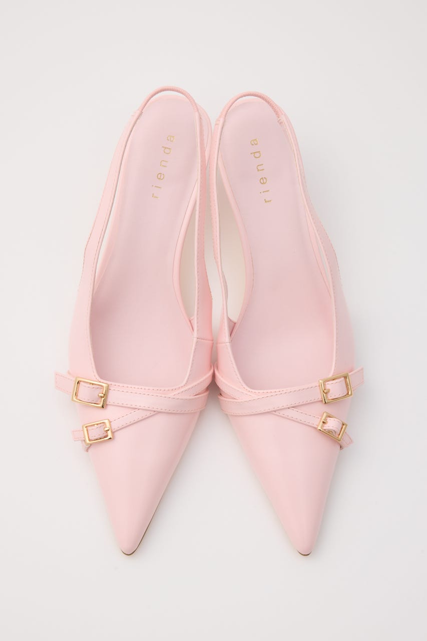 ベルトディテールスリングバックパンプス PNK L