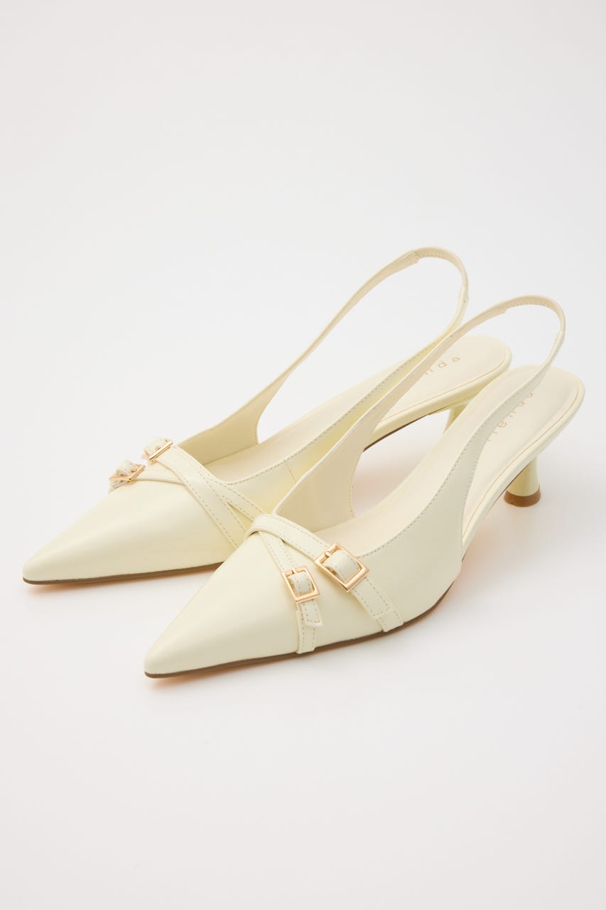 ベルトディテールスリングバックパンプス YEL S