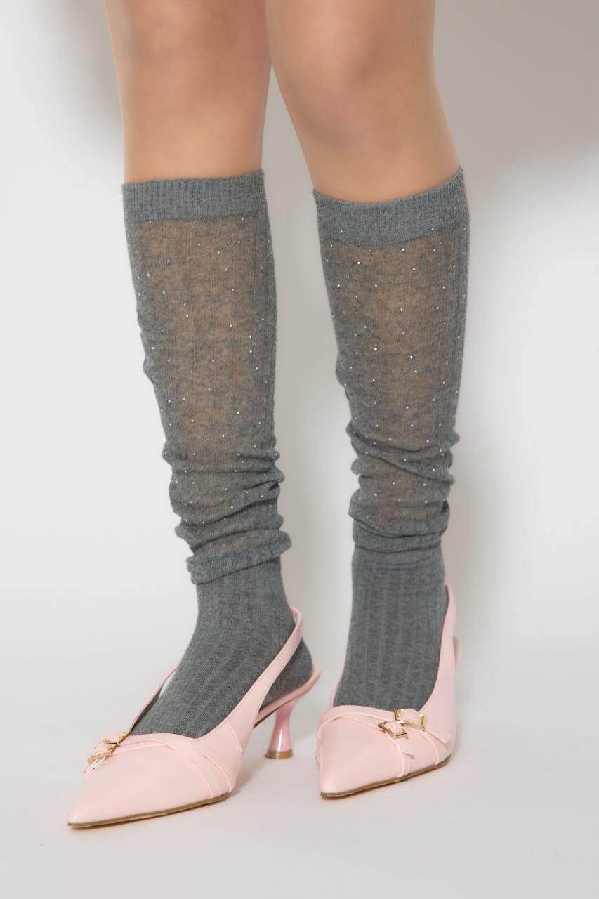 ストーン付きシアーソックス GRY FREE