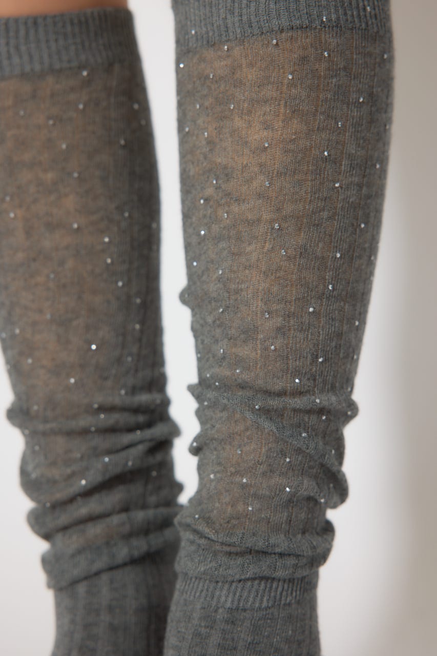 ストーン付きシアーソックス GRY FREE