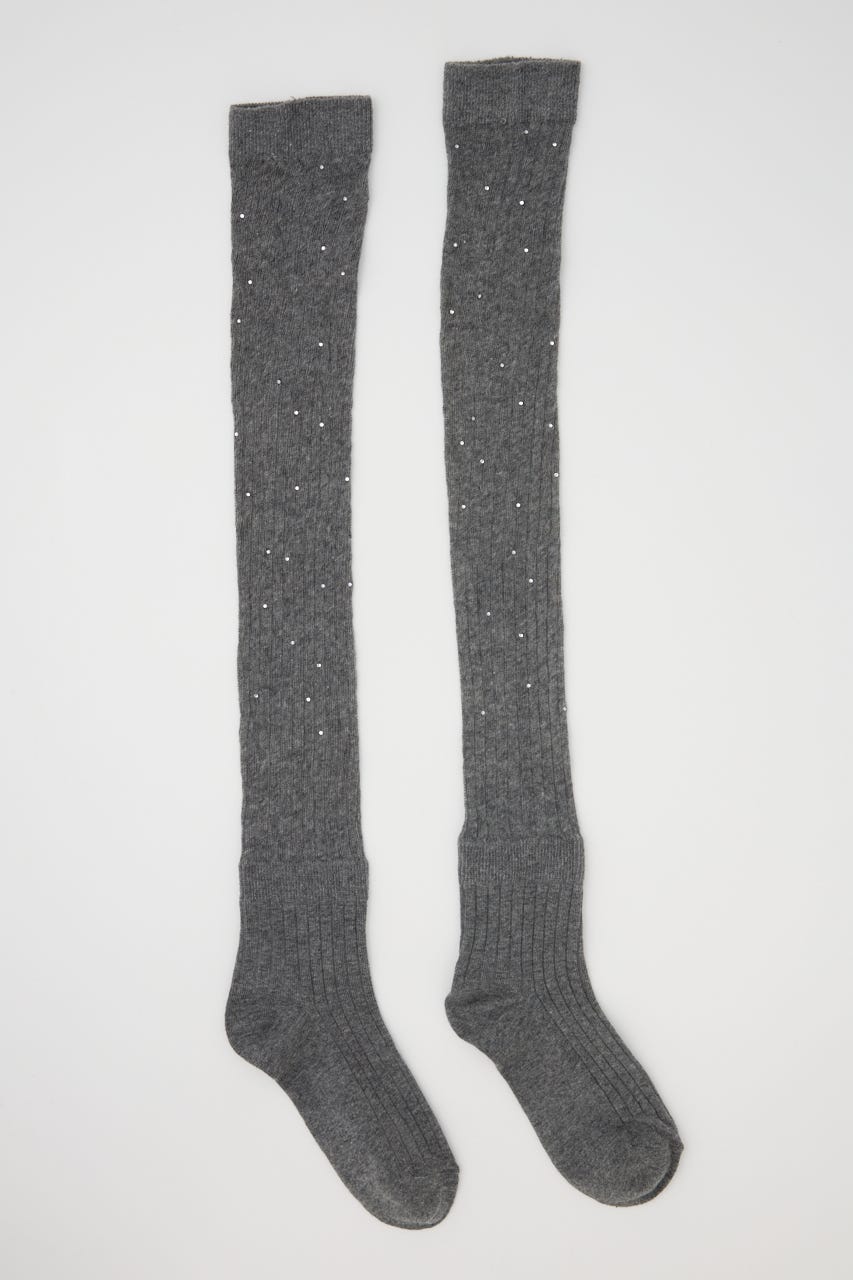 ストーン付きシアーソックス GRY FREE