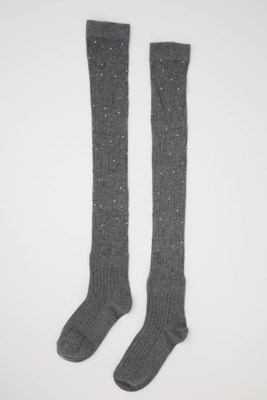 ストーン付きシアーソックス GRY FREE