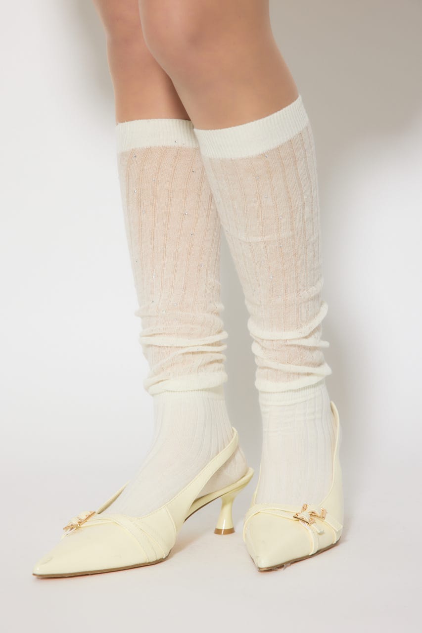 ストーン付きシアーソックス WHT FREE