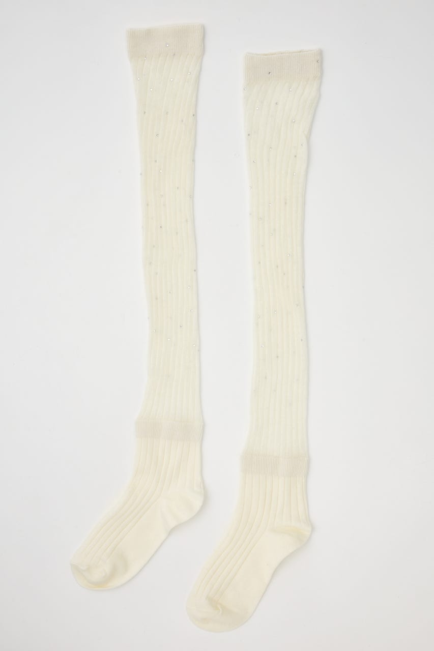 ストーン付きシアーソックス WHT FREE