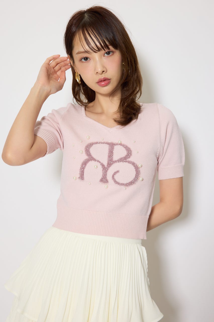 ジャガードRニットトップス L/PNK FREE